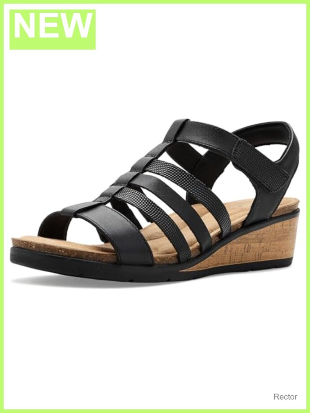 Clarks Kacha Step Women's Leather Wedge Sandal Adjustable Comfort